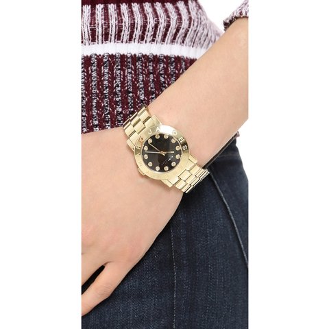 Marc By Marc Jacobs Amy Glitz Reloj de mujer de acero con esfera negra MBM3334