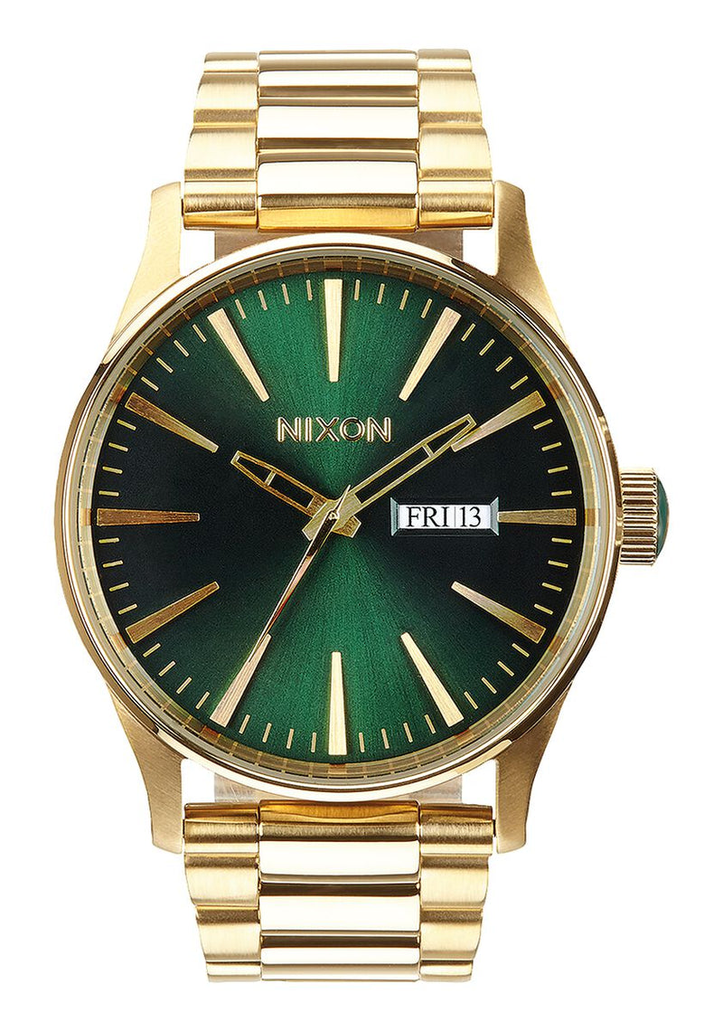 Nixon Sentry Stainless Steel Gold & Green Sunray Men's Watch  A356-1919 - Watches of America