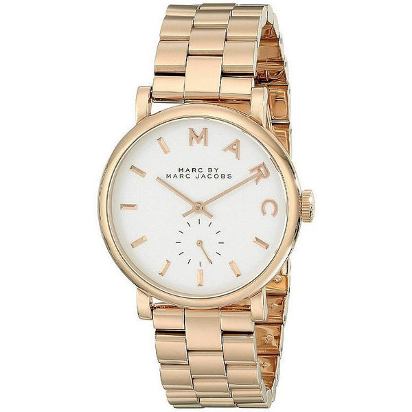 Marc By Marc Jacobs Reloj de mujer en tono dorado rosa con esfera plateada MBM3244