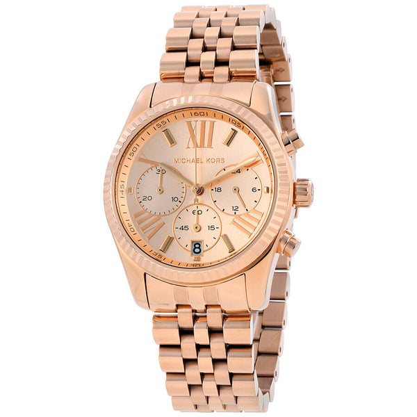 Michael Kors Lexington Chronograph Rose Dial Ladies Watch MK5569 - Watches of America