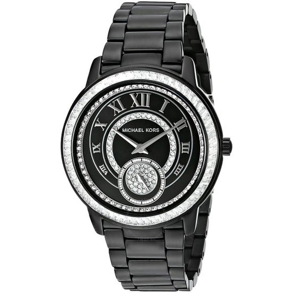 Michael Kors Madelyn Esfera negra con pavé de cristal Reloj de acero inoxidable en tono negro para mujer MK6289