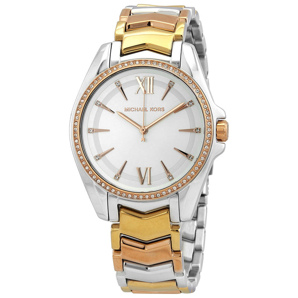 Michael Kors Whitney Crystal White Sunray Dial Ladies Watch #MK6686 - Watches of America